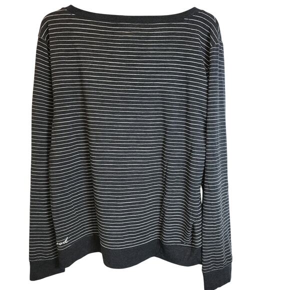 VTG Life is Good Sweatshirt Top Sz Large Black Pinstripe Long Sleeve Pullover - Picture 2 of 9